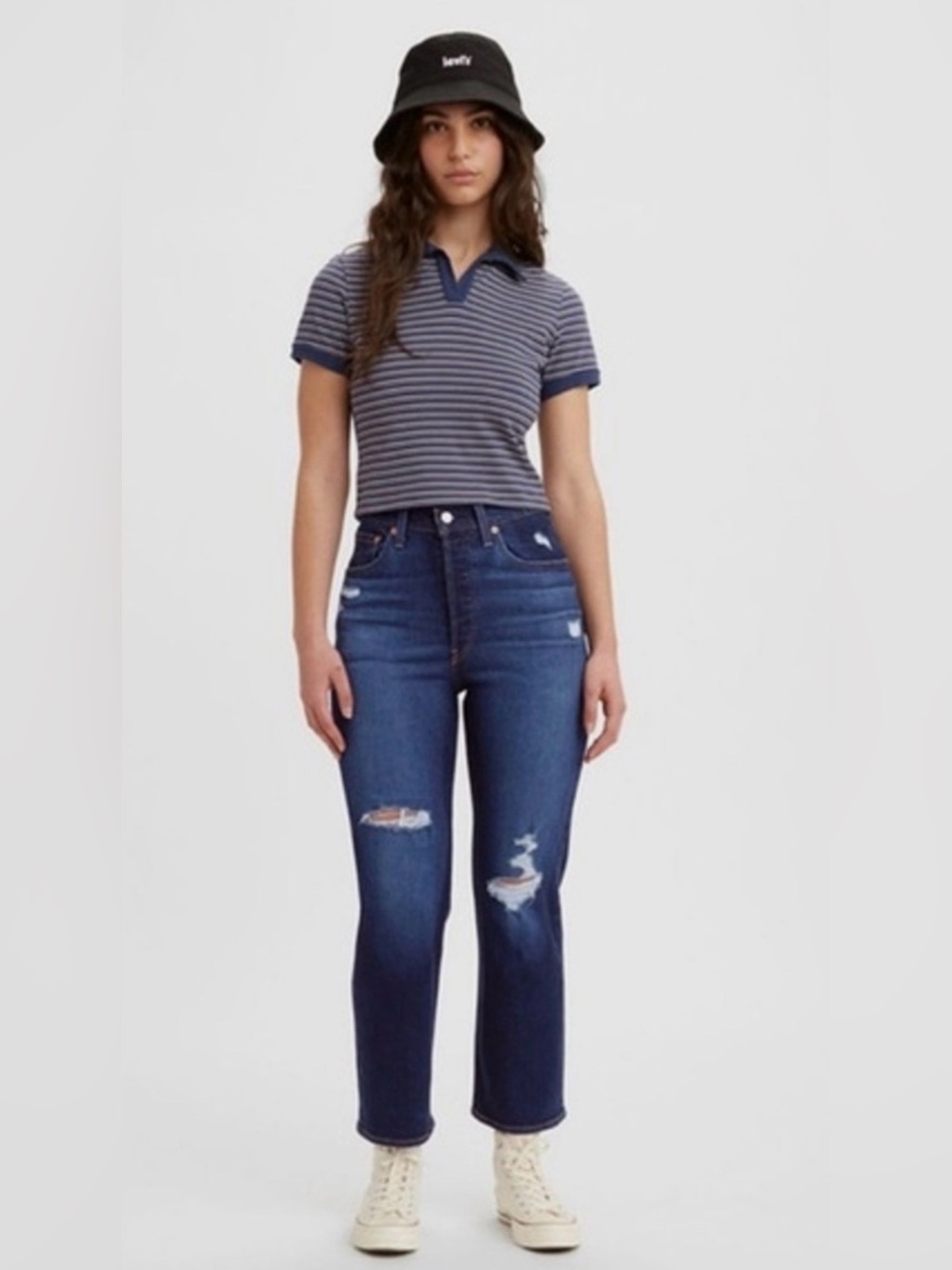 Levi's Ribcage Straight Ankle Jeans Distressed Blue 31⁠